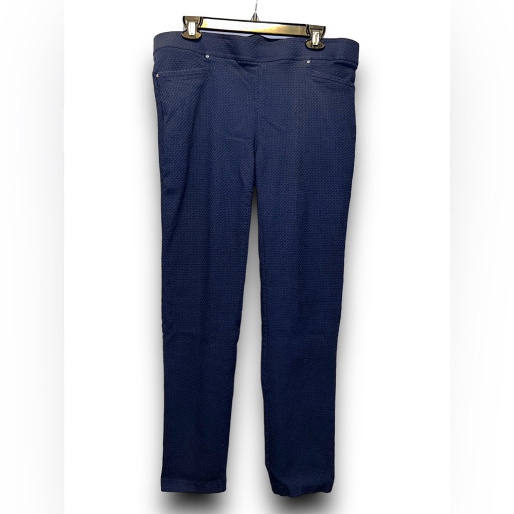 89th & Madison • Dress Pants, Textured, Pull-on, Stretch, Ankle ,Navy, Large